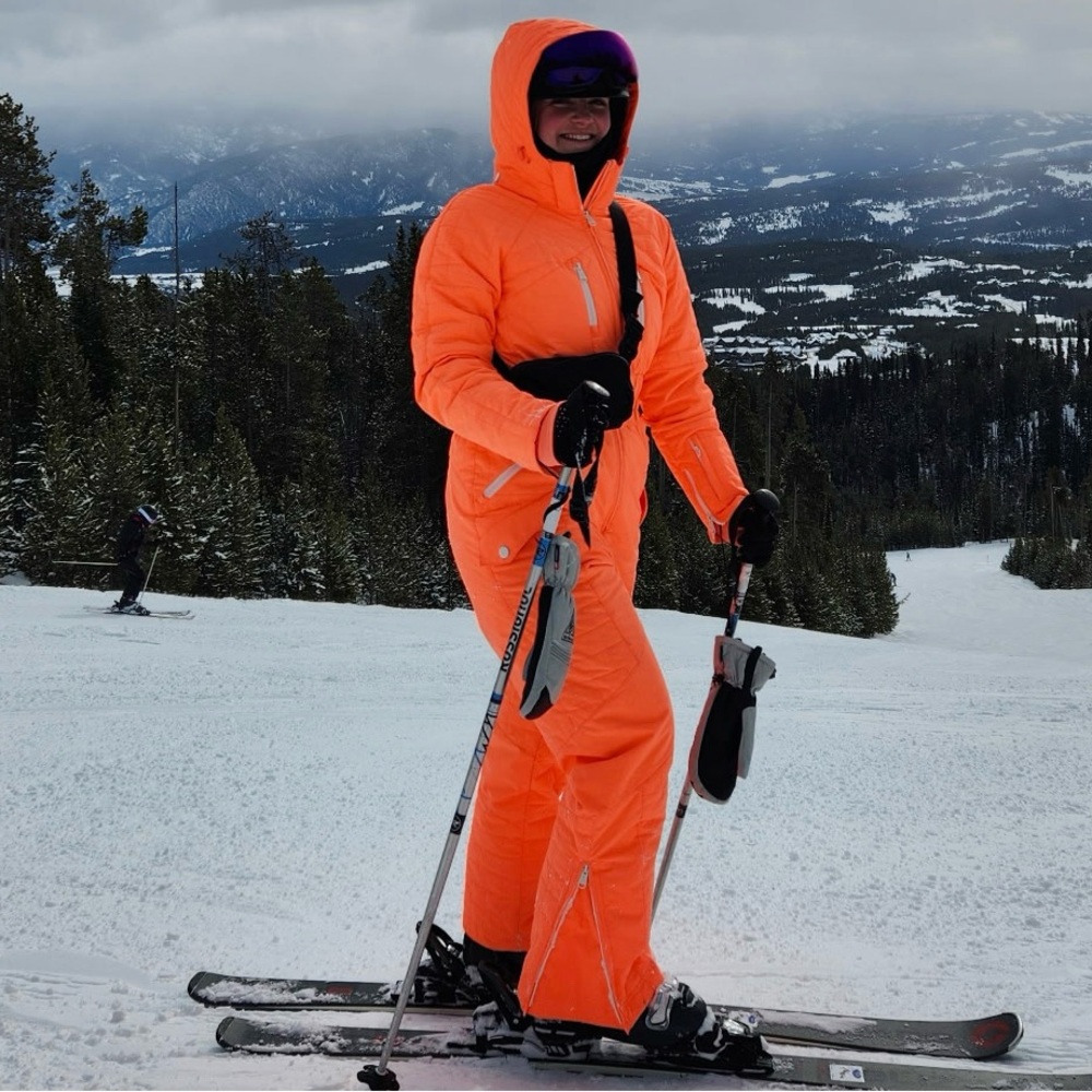Free People Neon Orange Ski Snow Jacket & Bib One-Piece